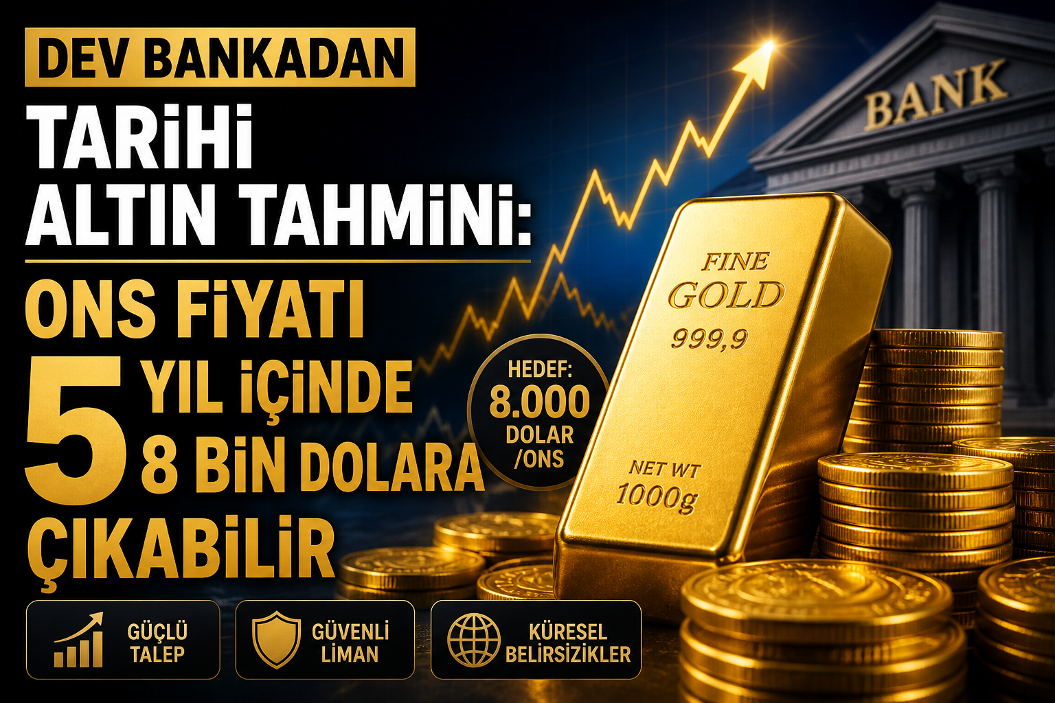 Dev Bankadan Tarihi Altın Tahmini Ons Fiyatı 5 Yıl İçinde 8 Bin Dolara Çıkabilir
